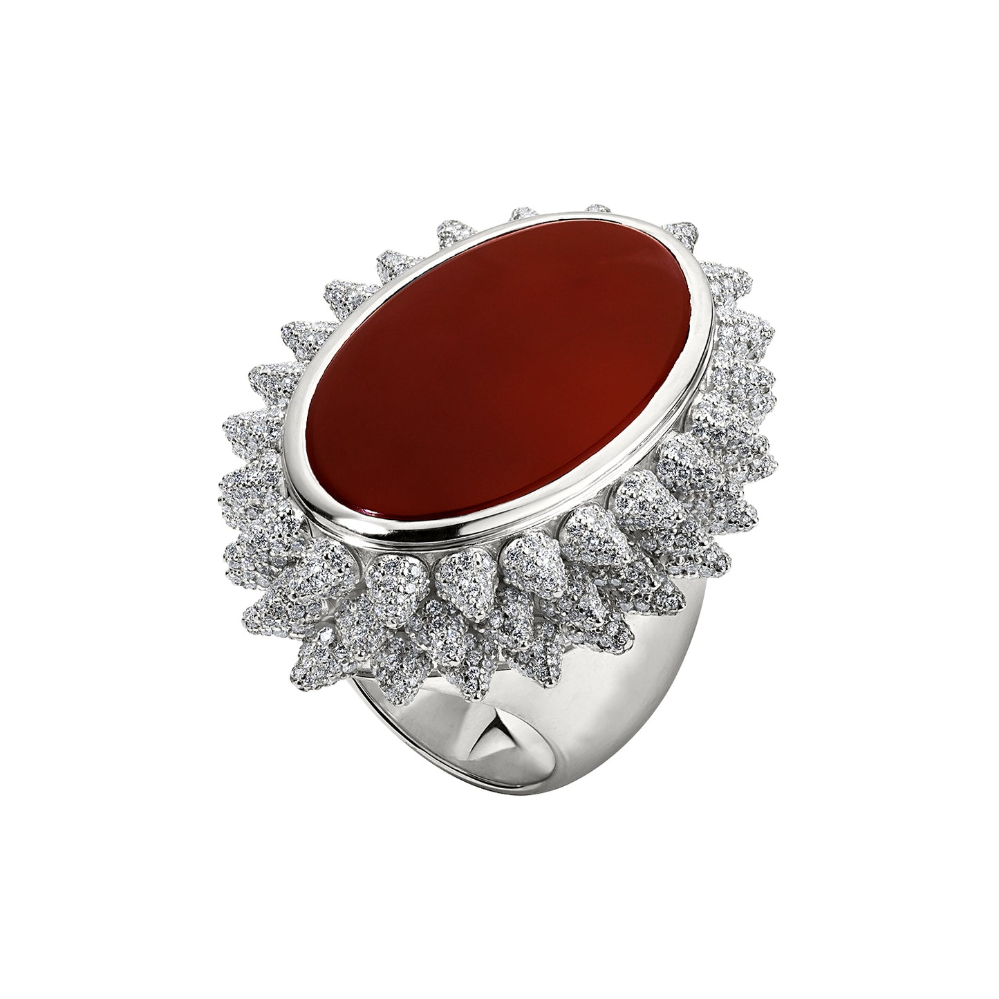 THIRTY1 X DIAMOND SPIKE CARNELIAN RING