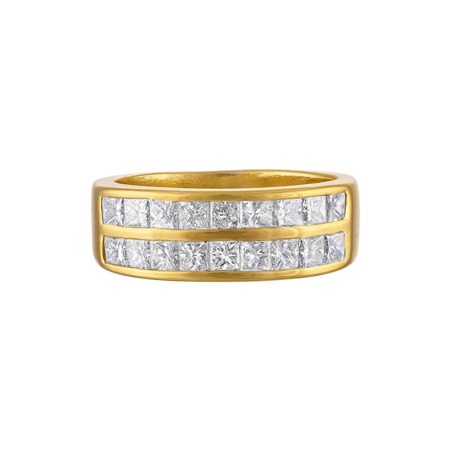 18K PRINCESS CUT CHANNEL SET BAND