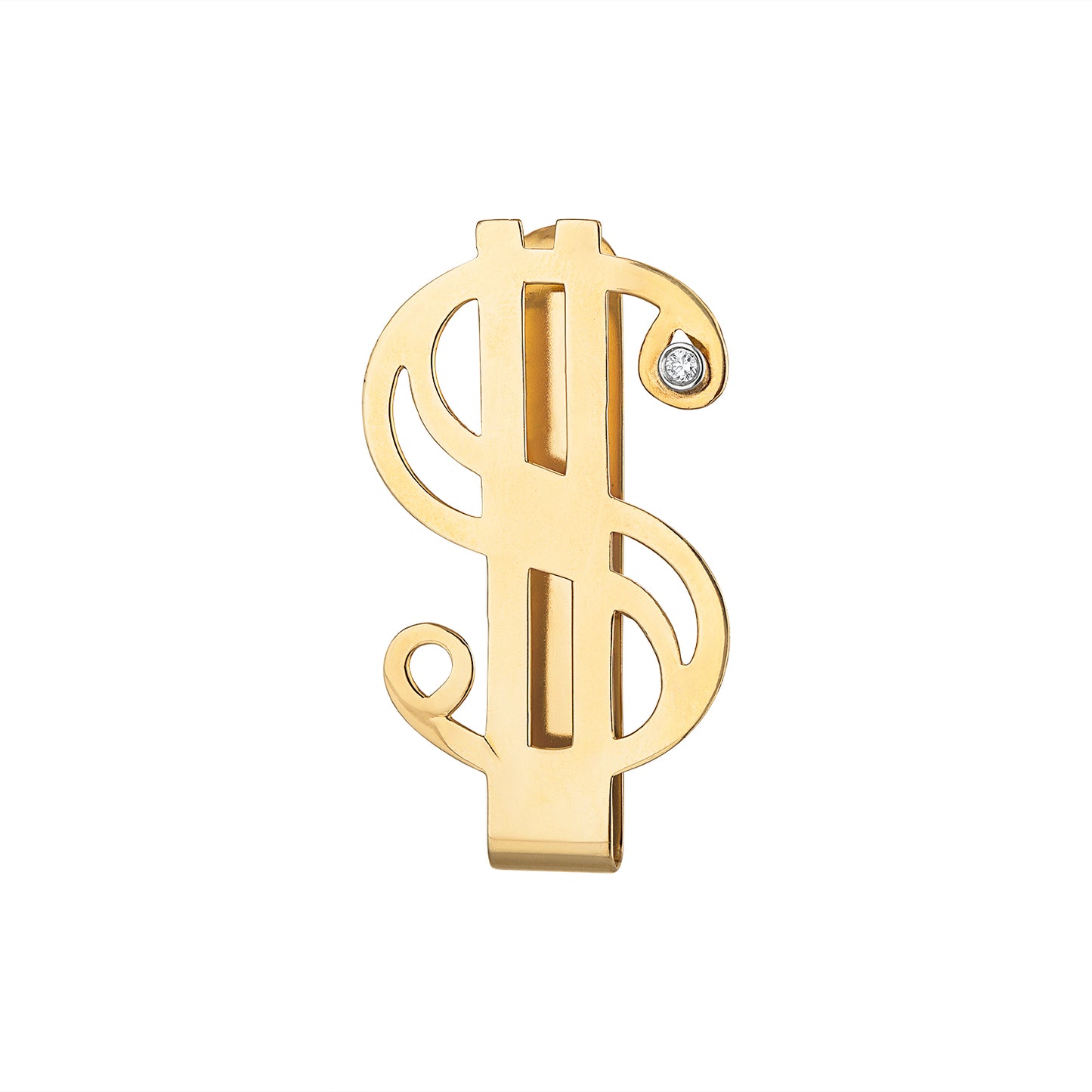 14K YELLOW GOLD & DIAMOND MONEY CLIP