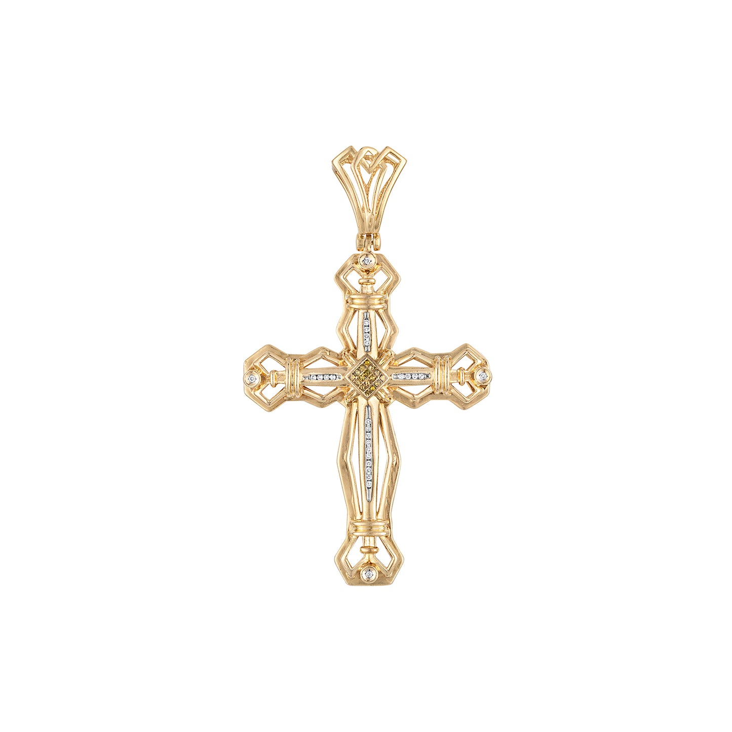 XL WHITE DIAMOND + YELLOW DIAMOND CROSS
