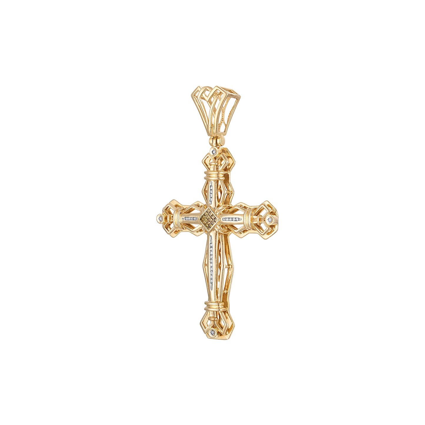 XL WHITE DIAMOND + YELLOW DIAMOND CROSS