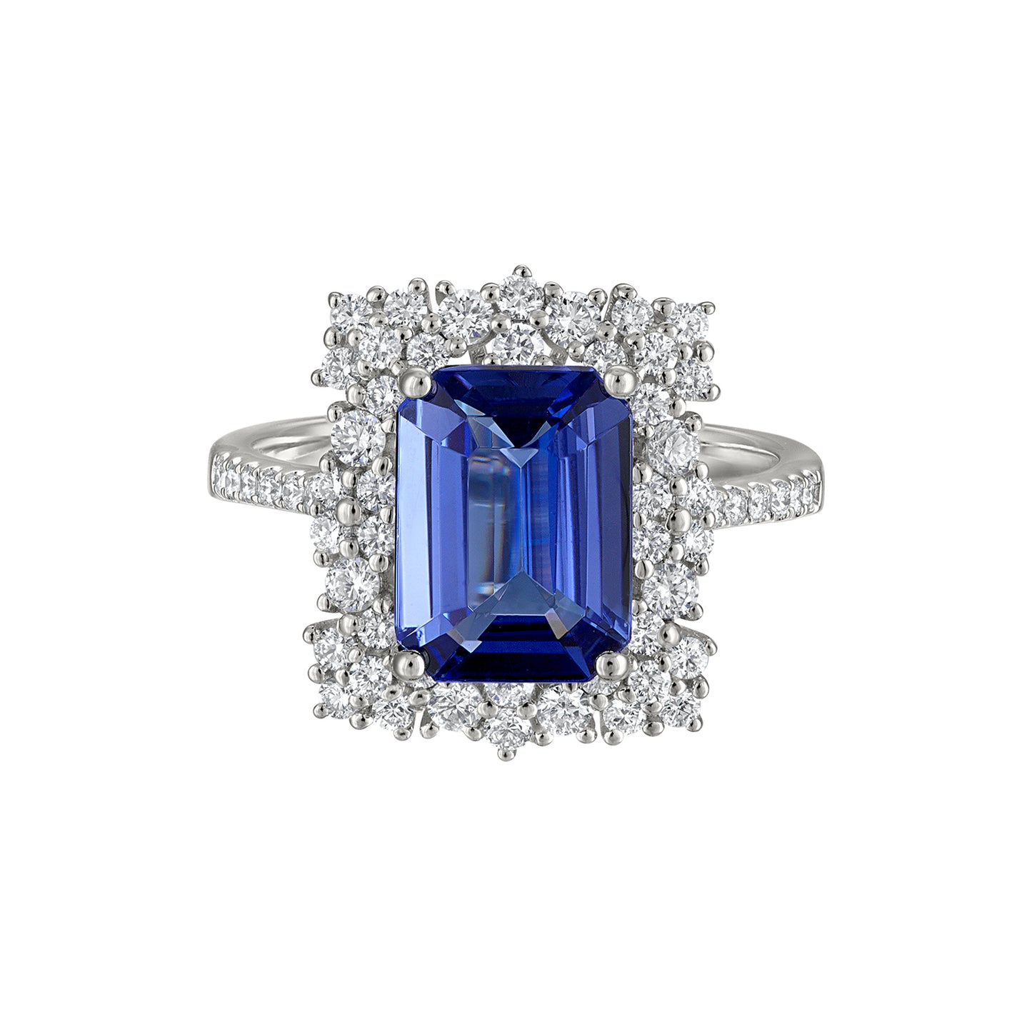 14K WHITE GOLD SAPPHIRE & DIAMOND RING