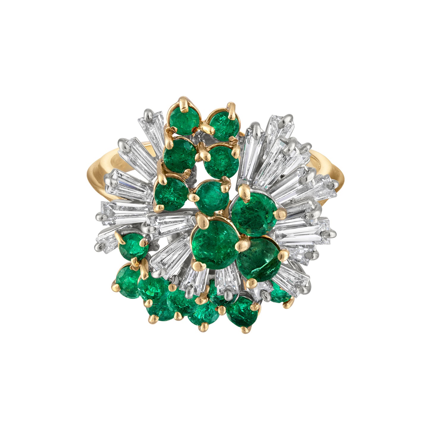 VINTAGE 1960'S EMERALD & DIAMOND COCKTAIL RING