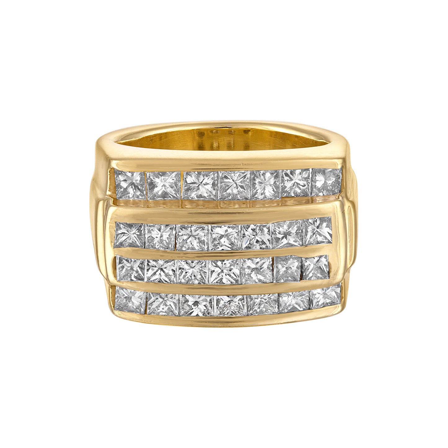 MULTI-ROW CHANNEL SET PRINCESS CUT DIAMOND RING