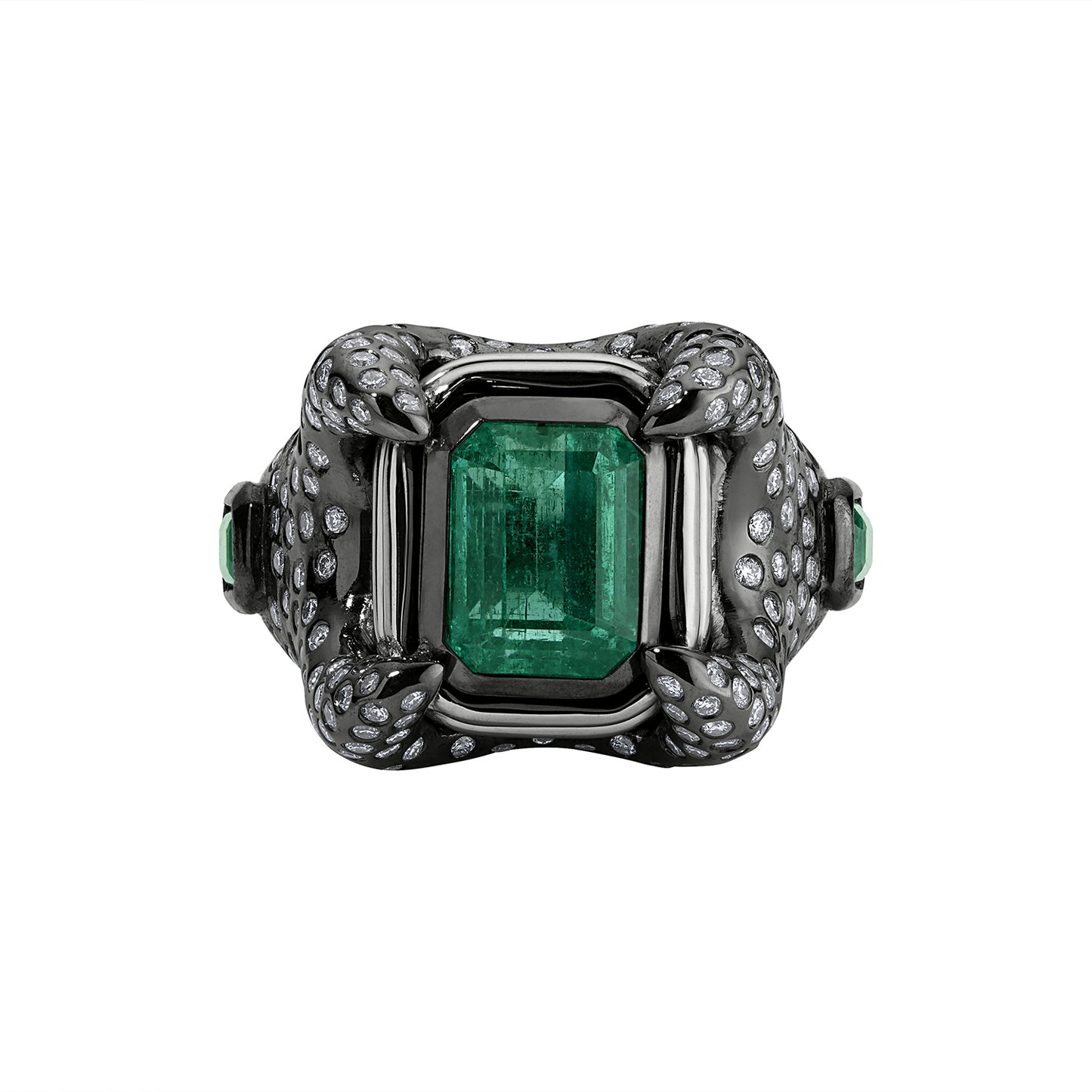 14K GOLD EMERALD & DIAMOND COCKTAIL RING