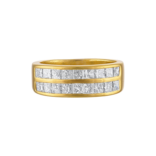 18K PRINCESS CUT CHANNEL SET BAND