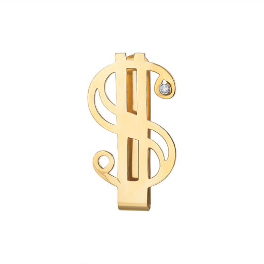 14K YELLOW GOLD & DIAMOND MONEY CLIP