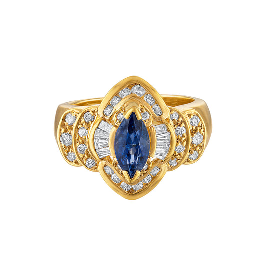 VINTAGE 18K SAPPHIRE & DIAMOND RING