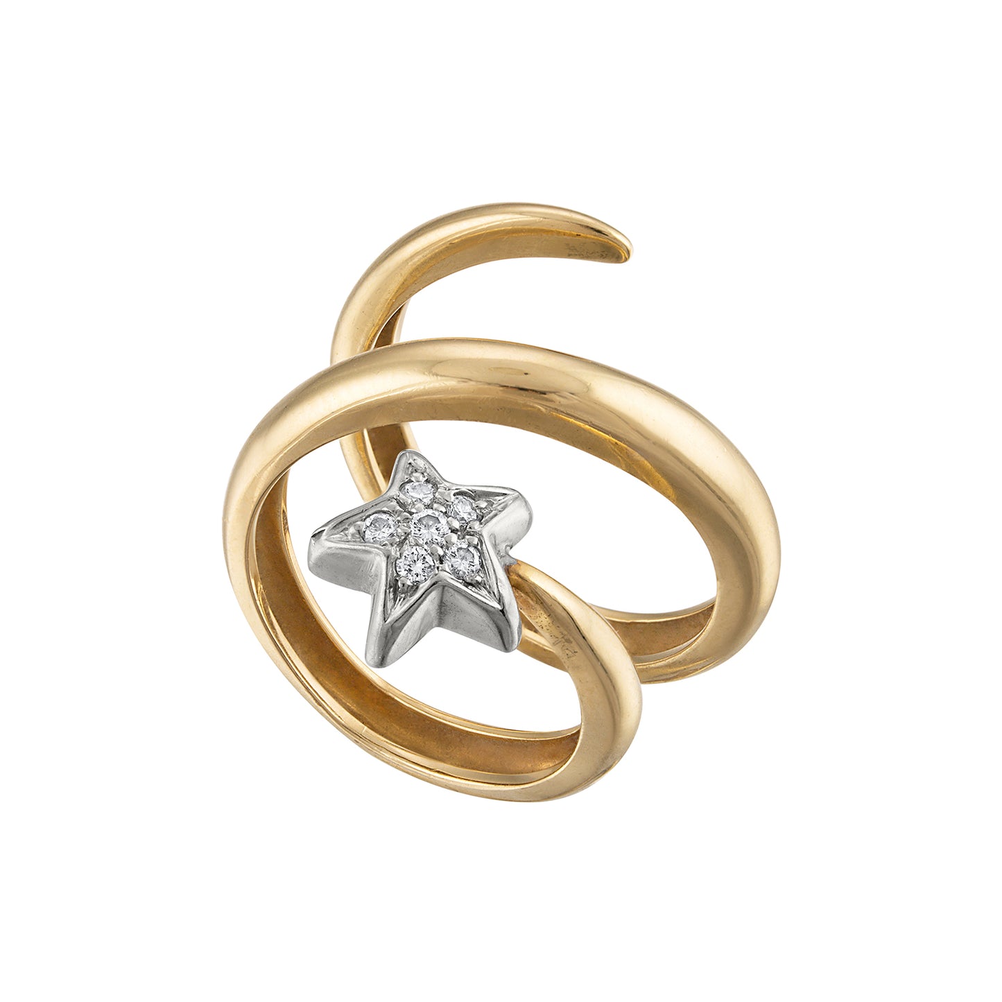 14K YELLOW GOLD & DIAMOND STAR RING